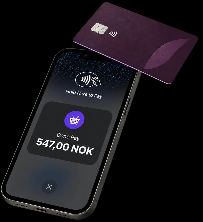 Kort tæppes mot mobilen i Done Pay & Go